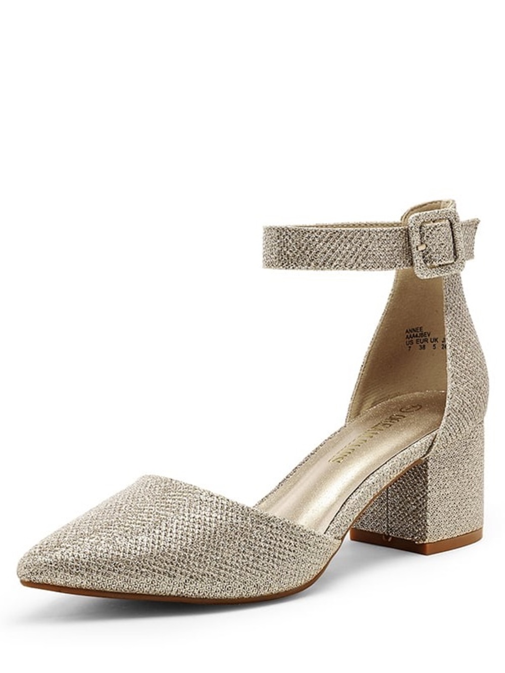Dream Pairs Gold Ankle-Strap Block Heel Pumps